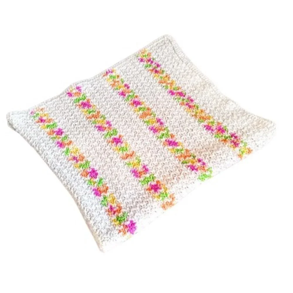 Handmade Floral Stripe Baby Blanket